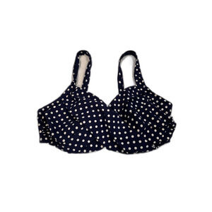 Lands' End Bikini Top Underwire Deep Sea Navy Polka Dot Size 16W